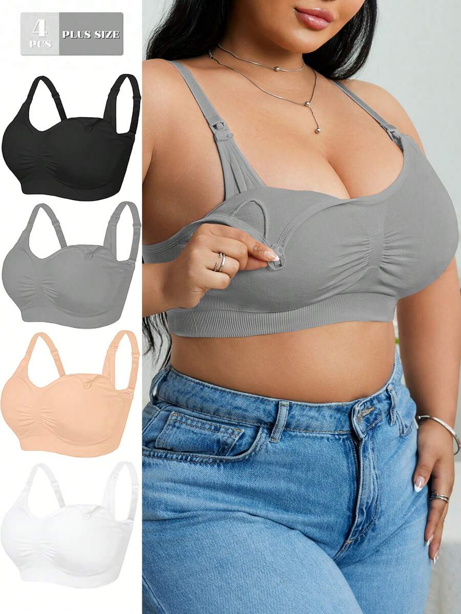 Sutiã de amamentação feminino confortável, liso, sem aro, com fecho frontal, sem costura, para maternidade, sutiã para amamentação, para dormir, para gravidez e pós-parto