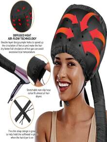Personalized Custom Hands-Free Hair Dryer Hood, Home Hair Dryer Hood, Home Hair Dryer Hood, Portable Travel Hotel Accessories, Loose Hands-Free Use, Headscarf, Bath Cap, Hair Salon Beauty Travel Essential, Back To School, Travel Holiday Essential, Women's Hair Accessories - Black - View 9