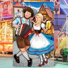 2D Door Flag, Vivid, Oktoberfest Couple Photo Door Flag, 180 X 90 Cm Polyester Bavarian Background, Theme Party Decor, German Festival Supplies, Party Background Decoration