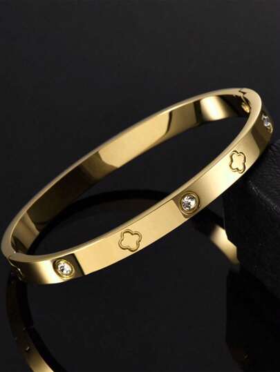 1pc Luxury Minimalist Zirconia Flower Women Jewelry Bracelet