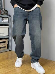 Casual Denim Jeans For Men, Blue, Fashion Daily Wear - 中等水洗藍 - 查看 4