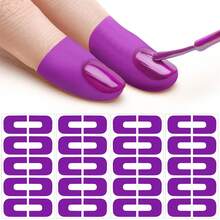 1pack/10pcs Nail Polish Protector For Fingers, U Shape Latex Nail Polish Barrier, Peel Off Skin Cuticle Protector, Purple Nail Guard Tape For Nail Stickers, Painting, Manicure - 紫色 - 查看 6