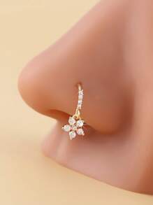 1 peça de piercing de nariz com pingente floral, joia de piercing feminina elegante e sexy, adequada para uso casual ou como presente, adorável piercing de nariz