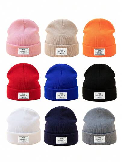 1 件儿童针织帽，简约时尚针织帽，男女通用，头围较大，保暖防风，适合秋冬季