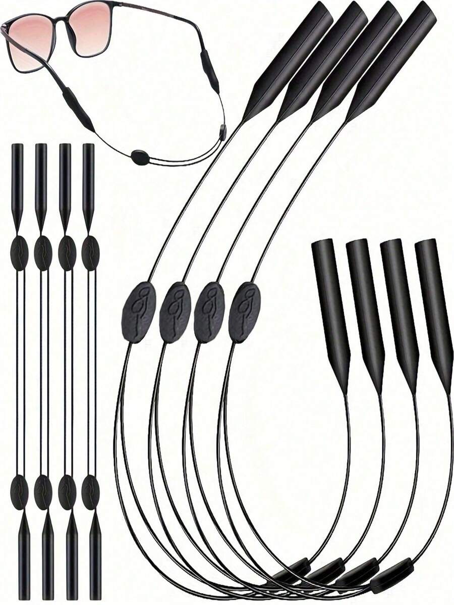 1-3条经典多功能眼镜带，简约黑色可调节时尚眼镜绳，舒适实用眼镜固定器，户外运动眼镜绳，女士眼镜配件