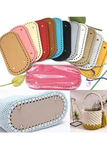 1 pieza/3 piezas Fondo de bolso a ganchillo, cojín de fondo de bolso, cojín ovalado de PU para fondo de bolso con agujeros para hacer bolsos y carteras, base ovalada tejida a mano para bolso, soporte de fondo de bolso de PU, placa de fondo ovalada DIY para bolso, herramientas de ganchillo 22*10cm de largo para fondo de bolso de punto, base de bolso de PU hecho a mano con agujeros, accesorios para fondo de bolso de ganchillo DIY