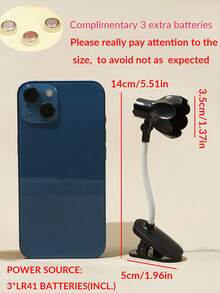 1个迷你可调节角度铃兰花形LED阅读灯，带夹子，桌面装饰迷你台灯，夜间护眼阅读灯（含电池），床头阅读灯