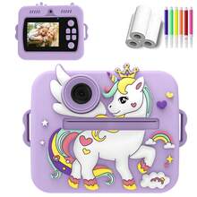 1Pc Instant Print Camera For Kids, A Toy Camera With Dual 1080P HD Lenses, A High-Capacity Battery, Two Printing Modes With Three Levels Of Print Density, 8X Zoom, Perfect For Children Aged 6-12,12+ Making It An Ideal Gift For Kids