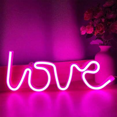 1pc Led Love Letter Neon Light, Usb And Battery Powered Love Neon Sign Light, Suitable For Bedroom Table Decor, Girl's Bedroom Decor, Wall Decor, Wedding Party Decoration,Suitable For Valentine's Day And Mother's Day Decoration Or As Gift For Lovers