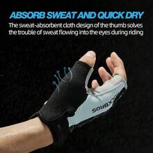 ROCKBROS 半指运动骑行手套，露指防滑减震 - 灰色 - 查看 3