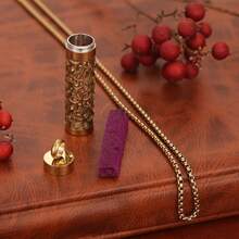 Golden Aromatherapy Necklace Diffuser Pendant Stainless Steel Locket Aroma Perfume Oils Essential Oil Diffuser Pendant Necklace Stainless Steel Jewelry Locket Necklaces Couple Men Punk Pendants Necklaces - Gold - View 7