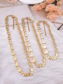 1pc Exaggerated Alloy Layered Coin & Badge Decor Necklace, High-End Design