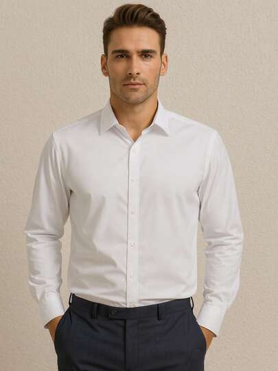 Camisa Social Masculina Manga Comprida Escritório Casual De Boa Qualidade Slim Fit Com Elastano