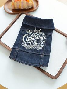 1pc Pet Clothes, Happy Dog Casual Fashionable Cute Comfortable Golden California Jacket For Small Dogs & Cats