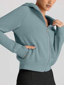 Womens Zip Up Hoodies Jackets Cropped Sweatshirts Fleece Fall Outfits Casual Comfy Y2k Tops Winter Clothes 2025 - màu xanh lá - Xem 4