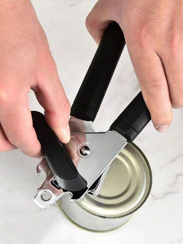 1pc 3-In-1 Stainless Steel Can Opener - Easy Grip, Multipurpose Manual Can & Bottle Opener, Suitable For Elderly And Weak-Handed People - Perfect Kitchen Tool For Home And Dorm