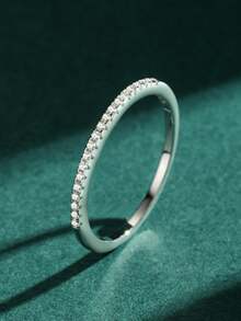 BALMORA 1pc Fashionable Minimalist High-End S925 Sterling Silver Inlaid Zirconia Ring, Women's Ring, Gift For Girlfriend - Silver - View 6