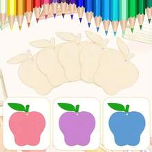 Unbemalte hölzerne Scheiben in Schlangenfruchtform, hölzerner Apfel mit Blättern zum Basteln, DIY Malmaterial für Heimdekoration, Feiertags-Dekoration, mit Löchern zum Aufhängen