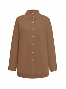 Look Polly Damen Langarmhemd, einfarbig, Einreiher, lässige Mode, rückverfolgbare Baumwolle Herbstkleidung für Frauen, Taschendesign, Schulanfangskleidung, Old Money Stil Damen Weihnachts-Knopfleiste Hemd, Damen Lehrershirts Weihnachten Thanksgiving Shirt Neujahr Look