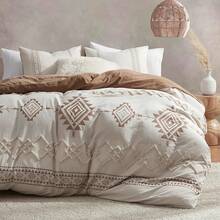 MuMullum Beige & Terracotta Quilt Cover Set Vintage Bohemia Duvet Cover Single, 2pcs Tufted Ultra-Soft Microfiber Bedding Set Boho Duvet Cover Set (Beige & Terracotta, Single) - 米色和赤陶色 - 查看 7