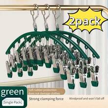 2PCS Black Metal Leggings Hangers With 20 Clips - Space-Saving Closet Organizer For Yoga Pants, Skirts, And More - Durable Carbon Steel Design, No Assembly Required, Perfect For Small Spaces Like Dorms And Bedrooms, Clothes Hangers - 2pack Dark Green - View 16