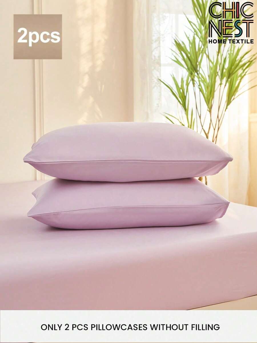 2 件/套浅紫色优质拉绒超细纤维信封枕套套装,柔软透气枕套,无填充豪华,超柔软透气,无填充物,可机洗,送给朋友和旅行的好礼物 带信封封口的冷却枕套,豪华床枕套,超柔软酒店枕头保护套,适合标准大号床特大号床双人床背部学校宿舍床上用品 - 淡紫色 - 查看 1