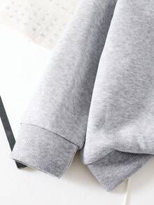 青少年男孩字母图案连帽衫和裤子套装（含衬垫背心） - 灰色 - 查看 7