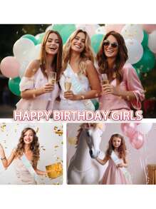 6/3/1件套 - 女孩生日绶带、女孩生日皇冠、女孩生日丝带、女孩生日头带、女孩生日发箍、女孩生日眼镜、生日女王时尚眼镜、生日派对礼品、闪亮时尚、生日派对用品 - 銀色 - 查看 3