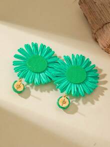 imoli 1 Pair Bohemian Style Rattan Flower Design Earrings, Suitable For Women, Beach Party, Gift - 27638-colour - View 11