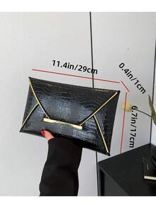 Họa tiết da cá sấu, Họa tiết đá, Tối giản, Thời trang, PU thường ngày, Túi cầm tay nữ màu trơn, Mua sắm hàng ngày, Hẹn hò, Quà tặng ngày lễ - màu đen - Xem 6