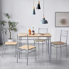 Mcc Direct Dining Table And Chairs Set Metal Wood Effect Table Dining Set 4 Chairs Silvia - Natural - View 2