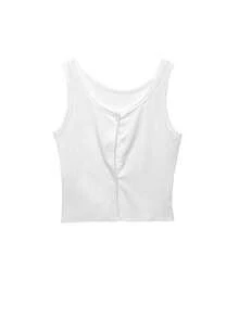 2025年夏季新款女童露背背心，U领无袖吊带背心百搭短款上衣 - 白色 - 查看 9