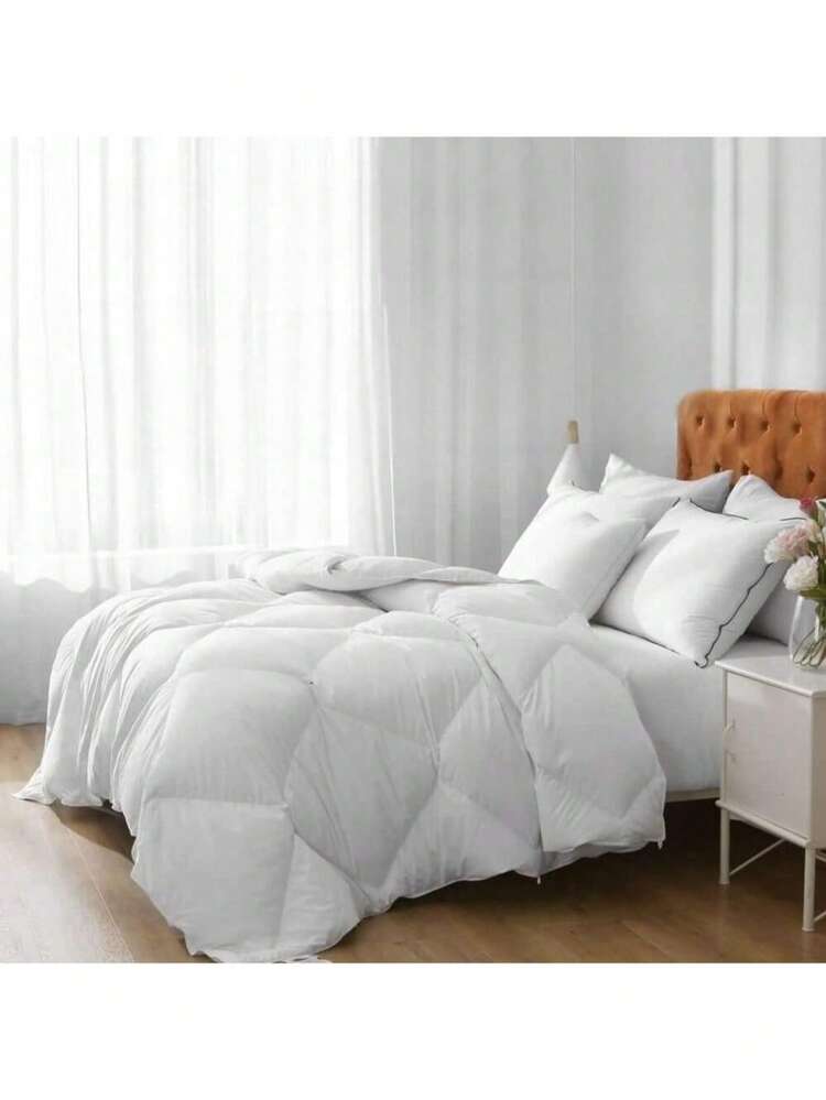 1pc All Season Down Alternative Comforter - Warm Duvet Insert With 4 Corner Loops, Machine Washable, White - White - View 6