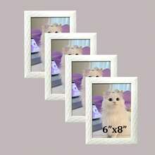 1 pieza/4 piezas Juego de marcos de fotos elegantes en blanco, se adapta a fotos y certificados de 3.5x5", 4x6", 5x7", 6x8", 8x10". Adecuado para sala de estar, dormitorio, pasillo, para colgar en la pared o exhibir sobre la mesa. Alta relación calidad-precio. Múltiples tamaños disponibles (Fotos incluidas al azar)