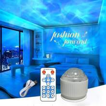 USB Powered, Wave Pattern & Aurora Projection Lamp With 24-Key Remote Control - 16 Color Changing, Starry LED, Suitable For Bedroom, Living Room, Party, Birthday, Valentine's Day Gift