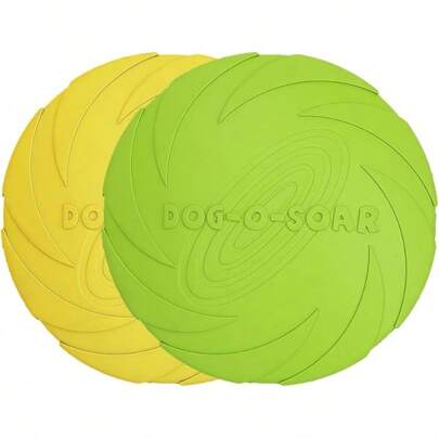 Vivifying Dog Flying Disc, 2 Pack 7 Inch Natural Rubber Floating Flying Saucer For Both Land And Water (Green + Red)