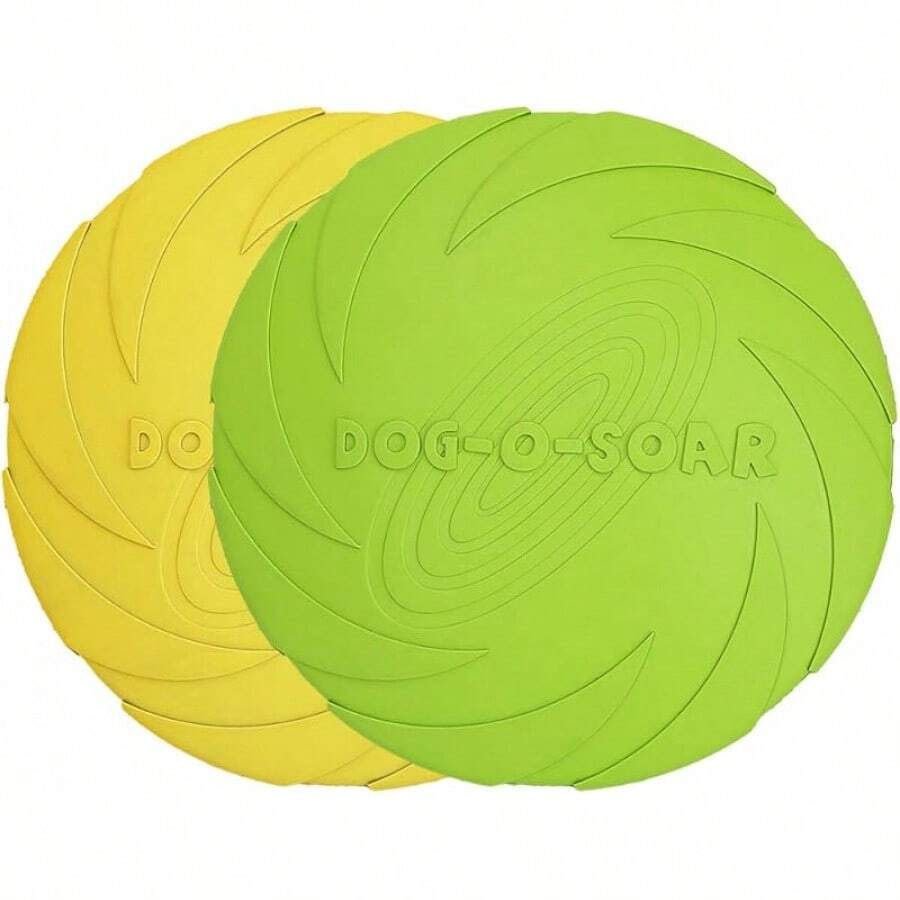 Vivifying Dog Flying Disc, 2 Pack 7 Inch Natural Rubber Floating Flying Saucer For Both Land And Water (Green + Red) - Green + Yellow - View 1