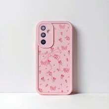 1 件粉色花卉蝴蝶结创意个性化可爱卡通精致花蝴蝶彩绘软手机壳，磨砂粉色镜头框阶梯式设计全保护防摔，兼容三星/Galaxy/OPPO/VIVO/Honor/Realme 防水防震防刮 - 粉色 - 查看 6