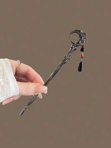 1pc Chinese Style Moon Hairpin, Vintage Tassel Hair Accessory, Elegant Bun Decor, Unique Design, Bun Extension, Hair Bun Maker, Bun Hair Piece, Hair Styling Pins, Pins For Hair, Bobby Pins, Hair Accessories, Head Accessories - Multicolor - View 6