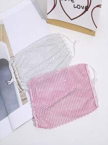 Maska na twarz z siateczki z ozdobnymi kryształkami, oddychająca, odpowiednia do klubu nocnego, na występy, na wiosnę/lato, na karnawał, bal maskowy