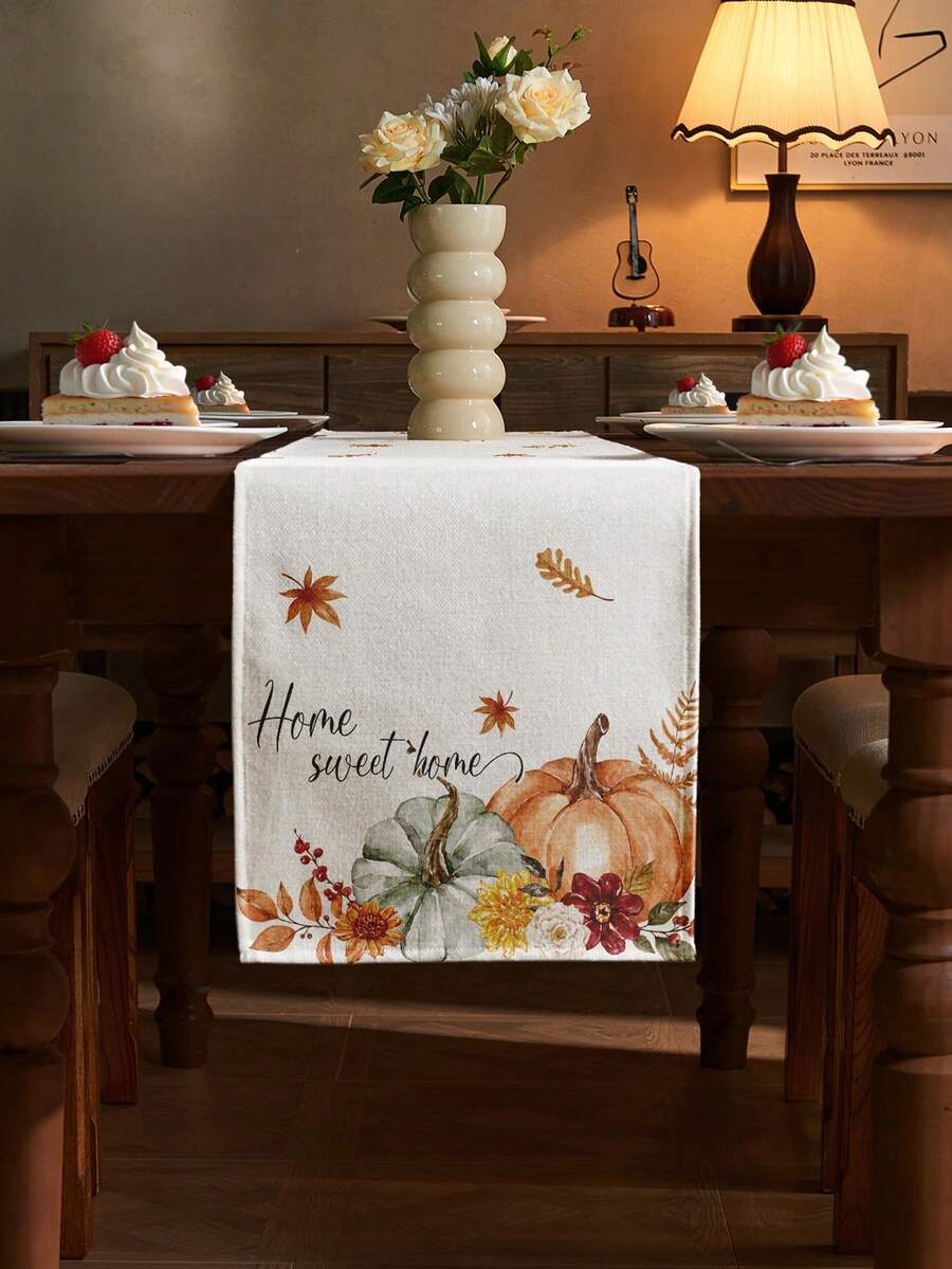 1/2/3/4/5pcs Linen Table Runner And Placemat Set, Heat Resistant, Stain Resistant, Wrinkle Resistant, Machine Washable, Suitable For Home Dining Room And Restaurant, Table Decor, Home Goods, Suitable For Holiday Party, Kitchen, Fireplace - Multicolor - View 1