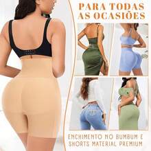 Calcinha Short Levanta Bumbum Aumenta - Enchimento Bunda - Bege - Visão 4