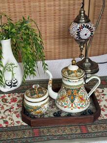 1 Set Of Retro Enamel Teapot With Strainer, Small Diamond-Lidded Coffee Storage Jar, All-Season Multifunctional Heatable Coffee Pot, Milk Tea Pot, Kettle, Nordic-Style Exquisite Home Decorative Ornament, A Gift For Relatives And Friends On Festivals And Birthdays.