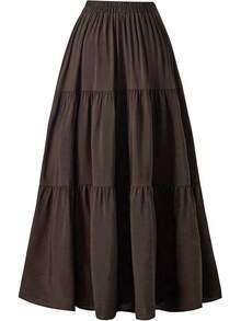 Women's Summer Long Flowy Renaissance Skirt With Pockets - Boho High Waist A-Line Maxi Skirt,Vacation Outfits Women,Valentine Outfits For Women,Street Photography - Quả óc chó - Xem 2