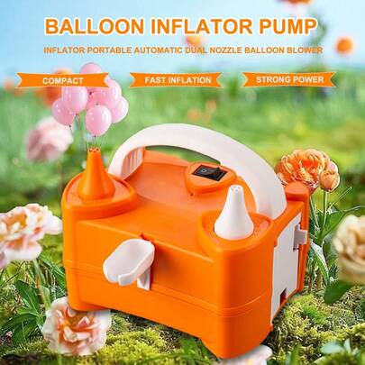 1 pieza Bomba eléctrica para globos, inflador eléctrico portátil de doble boquilla, adecuado para decorar fiestas e inflar globos