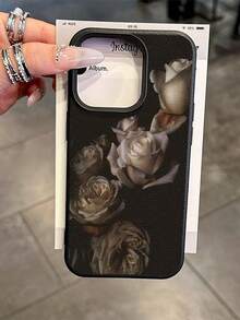 WeiMi 1pc Fashionable White Rose Pattern Waterproof Anti-Fall Anti-Slip Soft Phone Case Protective Cover Compatible With Apple, And Phones - Multicolor - View 1