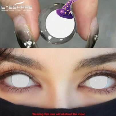  EYESHARE 彩色隐形眼镜 1 对 HEMA 动漫眼镜片 年度一次性化妆品软性彩色隐形眼镜 角色扮演派对眼睛 白色红色 万圣节服装角色扮演