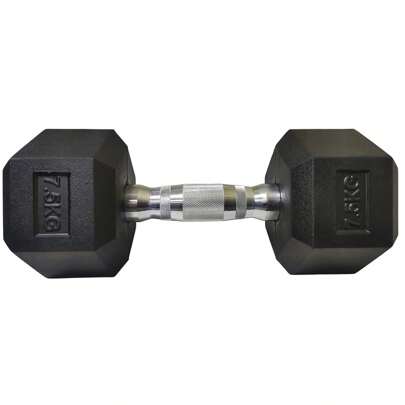 Halter Peso 7,5kg Sextavado Dumpbell Emborrachado Cromado Academia Exercicio Musculaçao Fortalecimento Resistencia