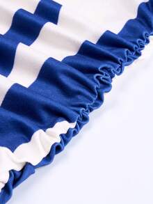 BIUBIU فستان نسائي أنيق وأنيق بطراز بوهيمي مقاس كبير، بياقة على شكل حرف V وخصر مطوي وأرداف نحيفة (بنمط زهور عشوائي) - زهرة زرقاء ذات قاع المشمش - مشاهدة 8