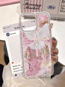 1pc Cross & Slogan Decor Rhinestone Transparent TPU Anti-Fingerprint Phone Case Compatible With IPhone 16 ProMax/16/16E/16 Pro/16 Plus/11/15/15 Pro/15 ProMax/12/13/14 ProMax/XS/XR/11 Pro/11 ProMax/12 Pro/12 ProMax/13 Pro/13 ProMax/7 Plus/14 Pro/14 ProMax/14 Plus, Soft Cover Waterproof Shockproof Anti-Fall Scratch Resistant